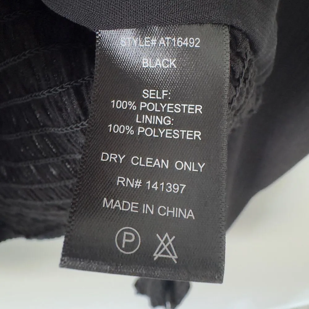 ASTR the Label Ruched Smocked Back Long Sleeve Top Ruffle Solid Black Classy S - Image 10