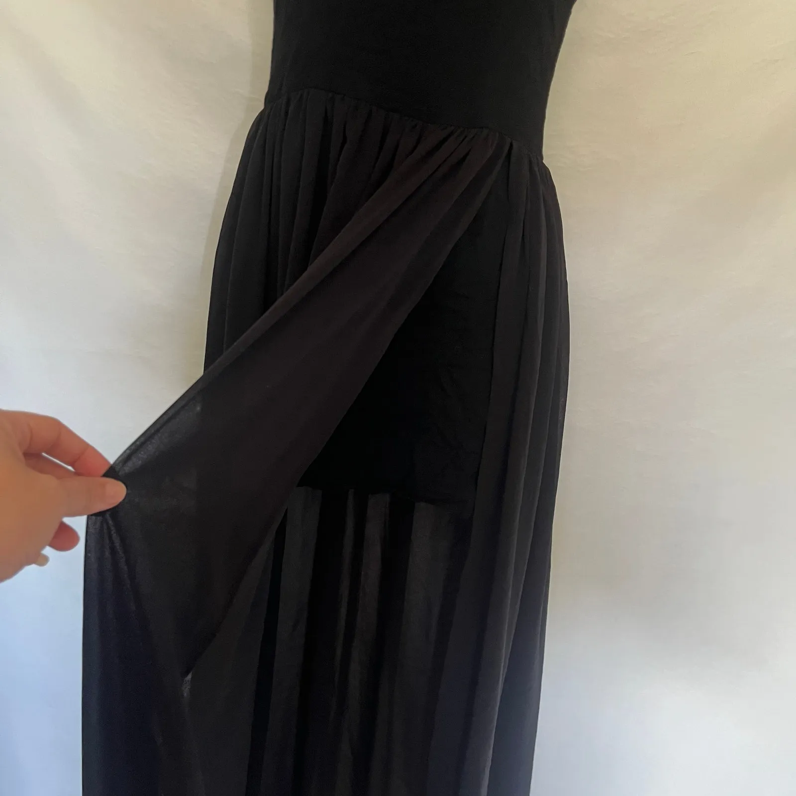 Keepsake The Label Spider Web Maxi Dress Sz XS Sheer Slit Vampy Whimsigoth Prom Black - Image 7