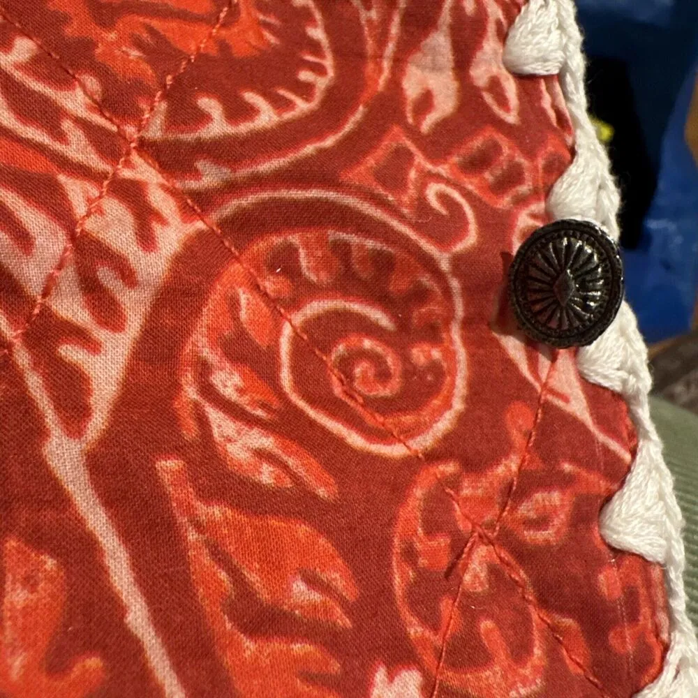 Quilted Cotton Jacket SZ XL Womens Paisley Reversible Cropped Boxy - Image 5