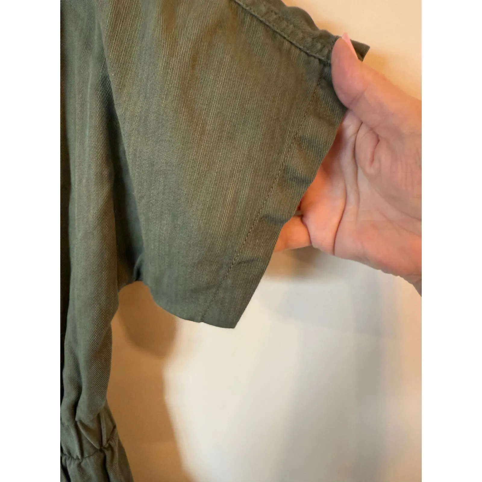 Universal Thread Waist Tie Straight Leg Pockets Jumpsuit Green Women's Size 8 - Image 4