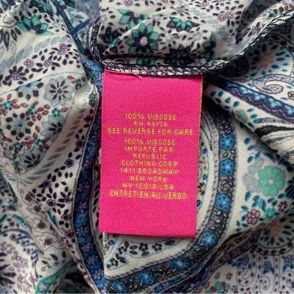 NWT Catherine Malandrino Square Neck Ruffle Strap Tank Blue Paisley Size XL NEW - Image 11