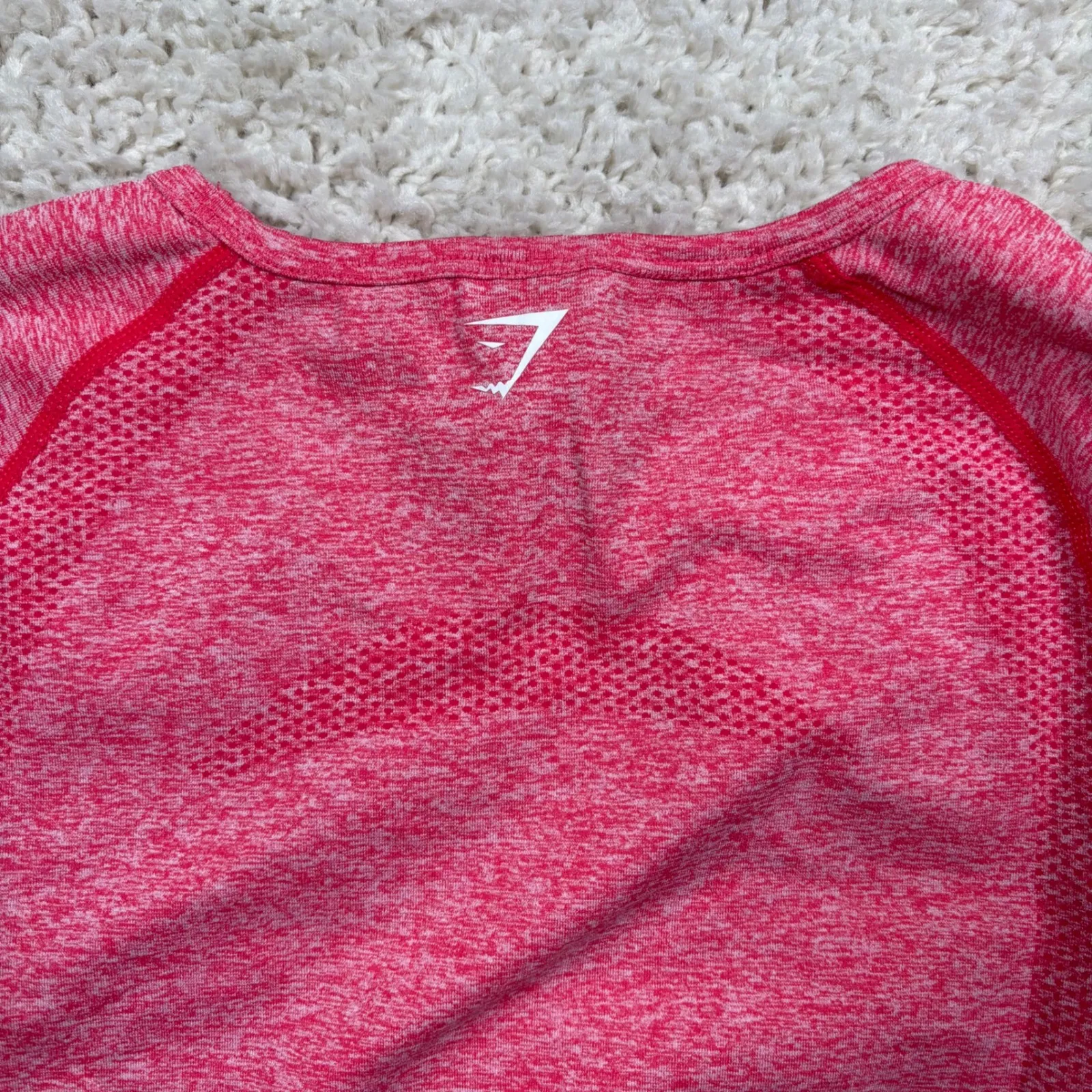 Gymshark Dry Seamless Long Sleeve Crop Top Pink Marl Womens Size L - Image 9