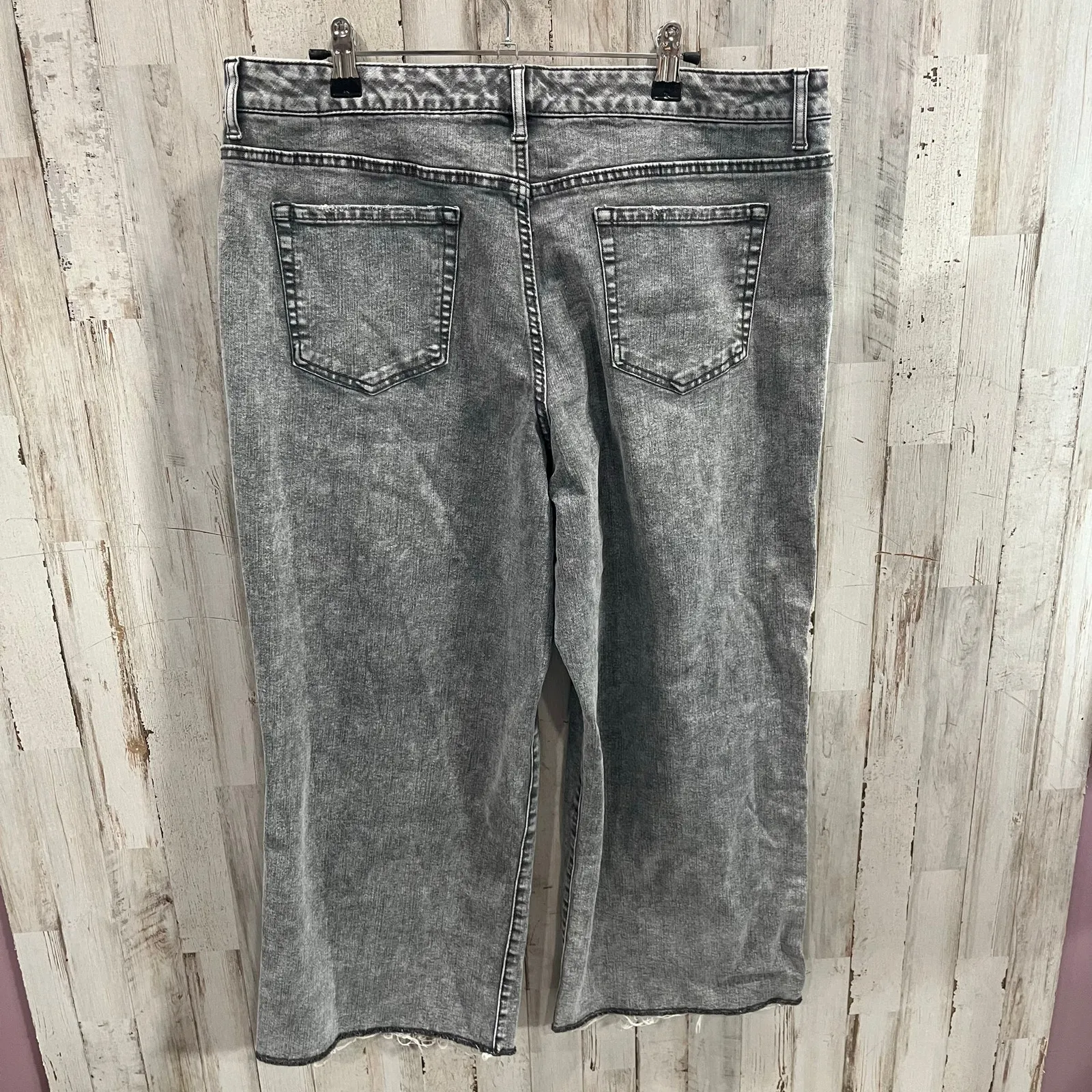 Logo Lori Goldstein QVC Gray Wide Leg Crop Jeans Button Fly Women’s Size 16 - Image 6