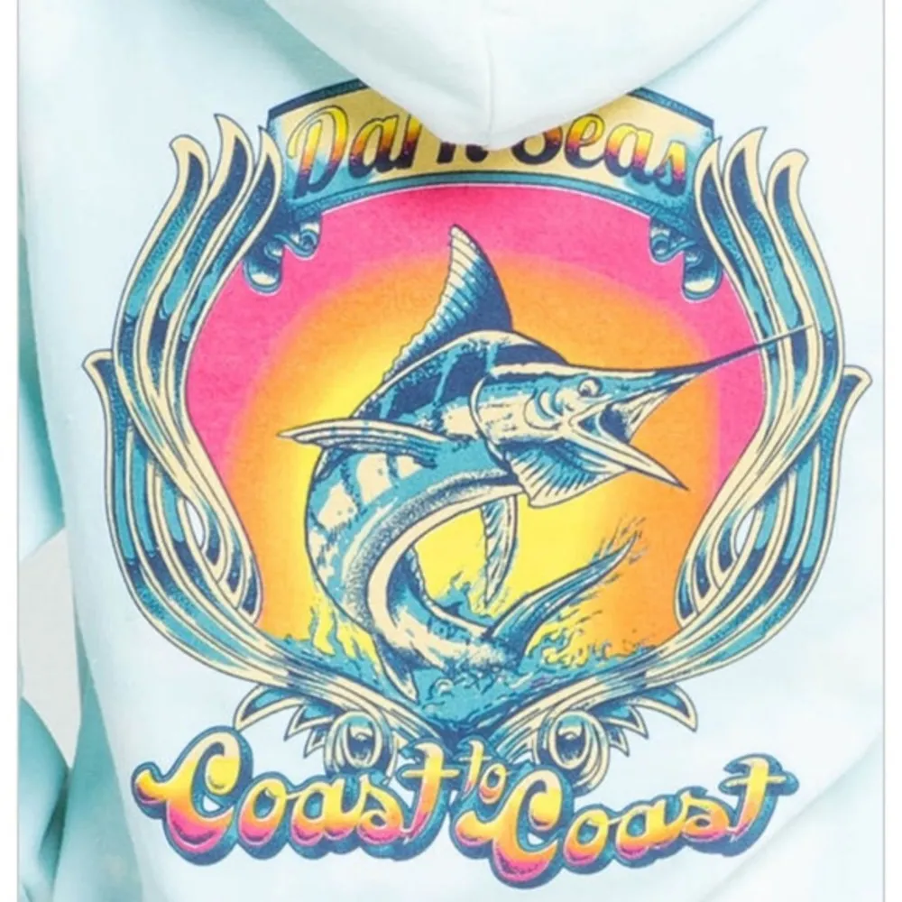 🧜🏼‍♀️ Dark Seas Women's Hoodie Coast To Coast Tie Dye Size Small. 🐬 Blue - Image 3