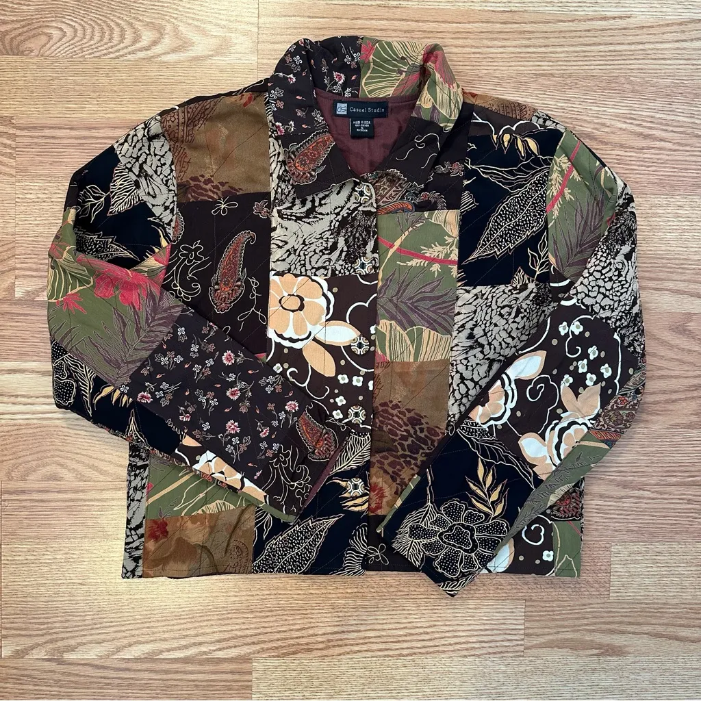 Casual Studios Patchwork Funky Boho Jacket Size Small Black - Image 4