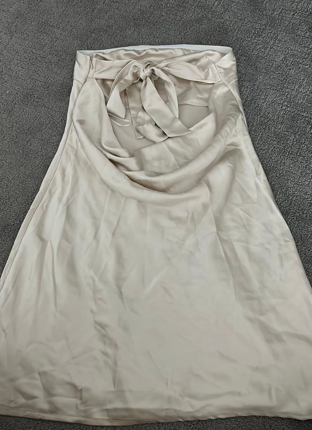 White Mini Dress NWT Satin Strapless Tie Back - Image 2