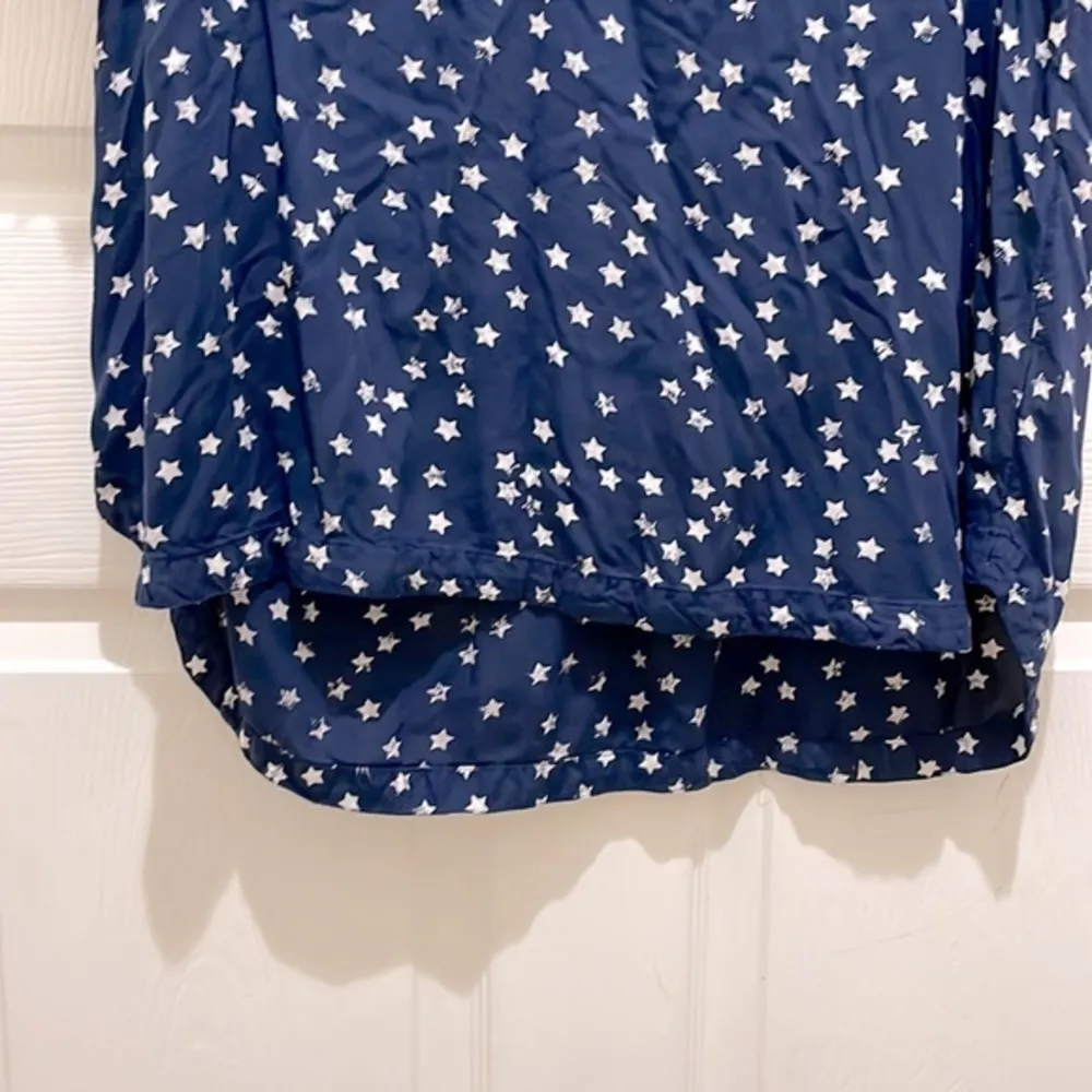 Beach lunch lounge Navy Blue & Cream Stars Long Sleeve Shirt Dress - Image 4