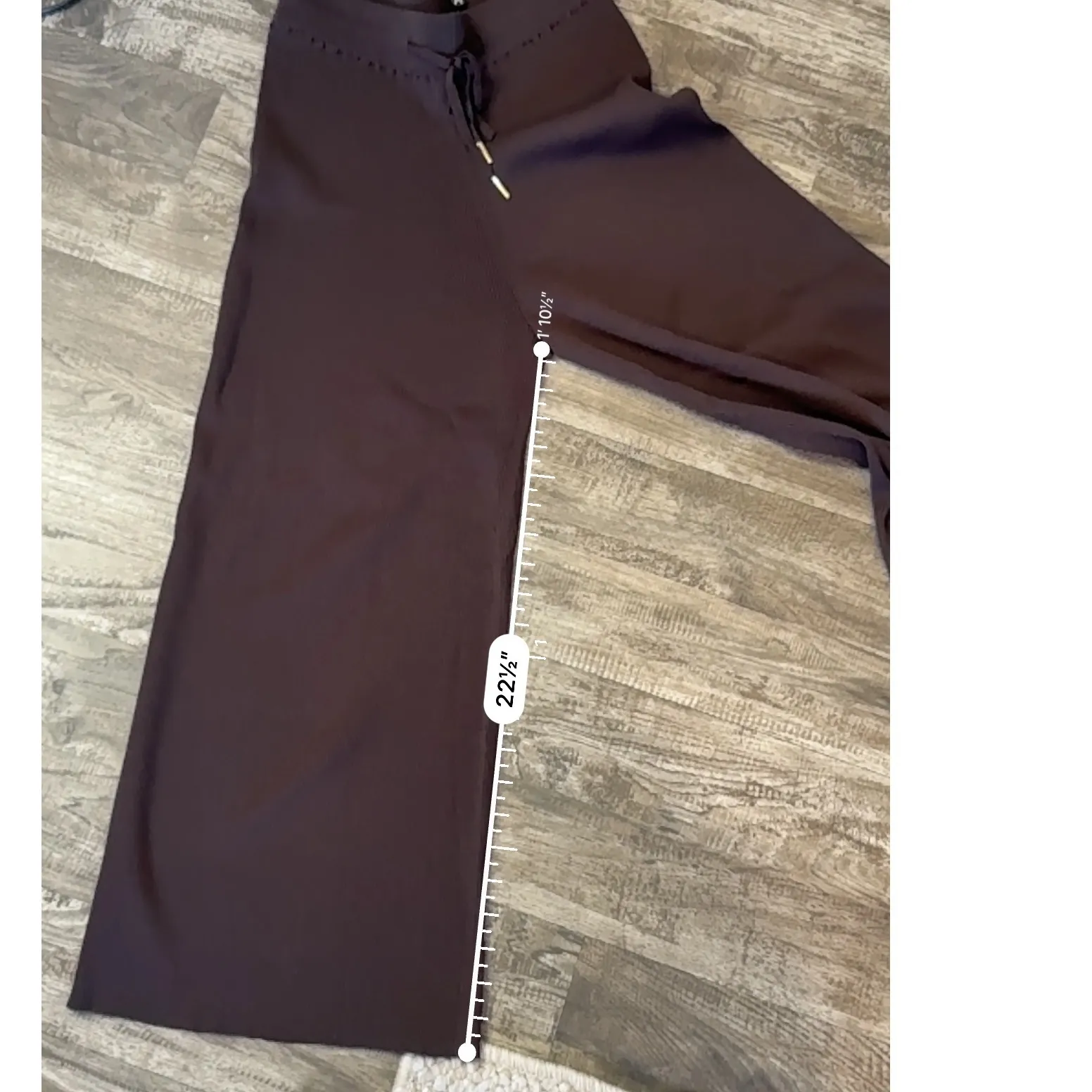 MINKPINK Knit Wide Leg Lounge‎ Pants Drawstring Waist Chocolate Brown Cropped XS - Image 7