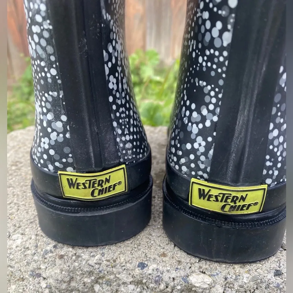 WESTERN CHIEF WOMEN'S BLACK Symphonic PULL ON MID CALF RAIN BOOTS SIZE 10 - Image 10