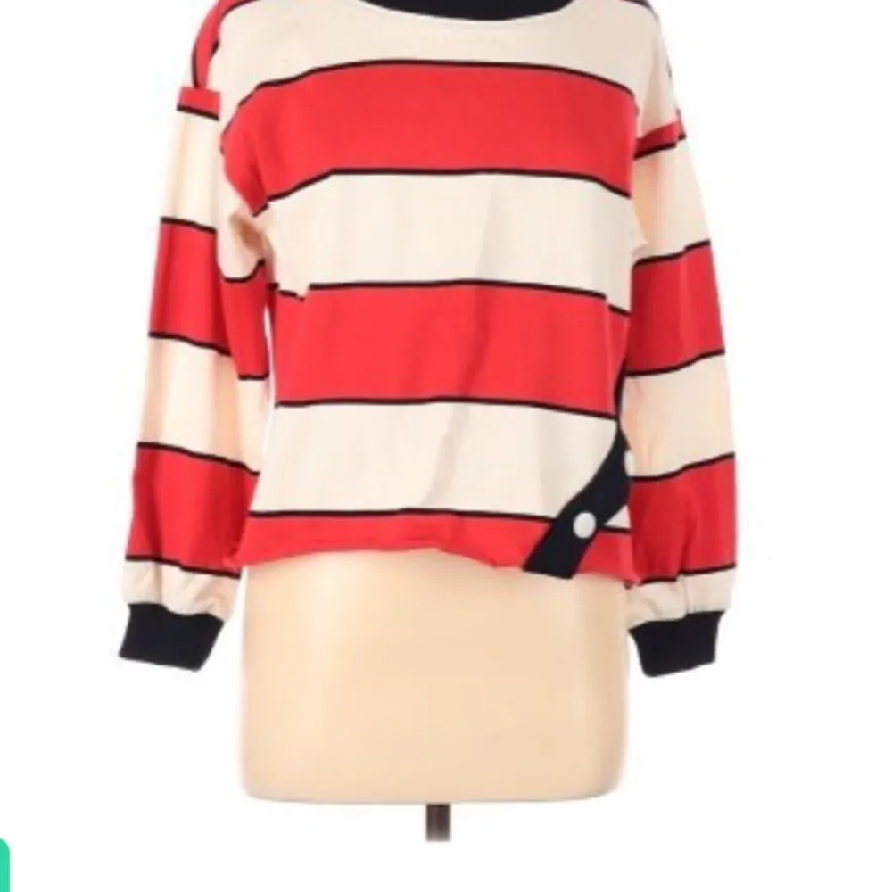 Moon River red white striped sweatshirt NWT XS nautical patriotic sailor‎ - Image 2