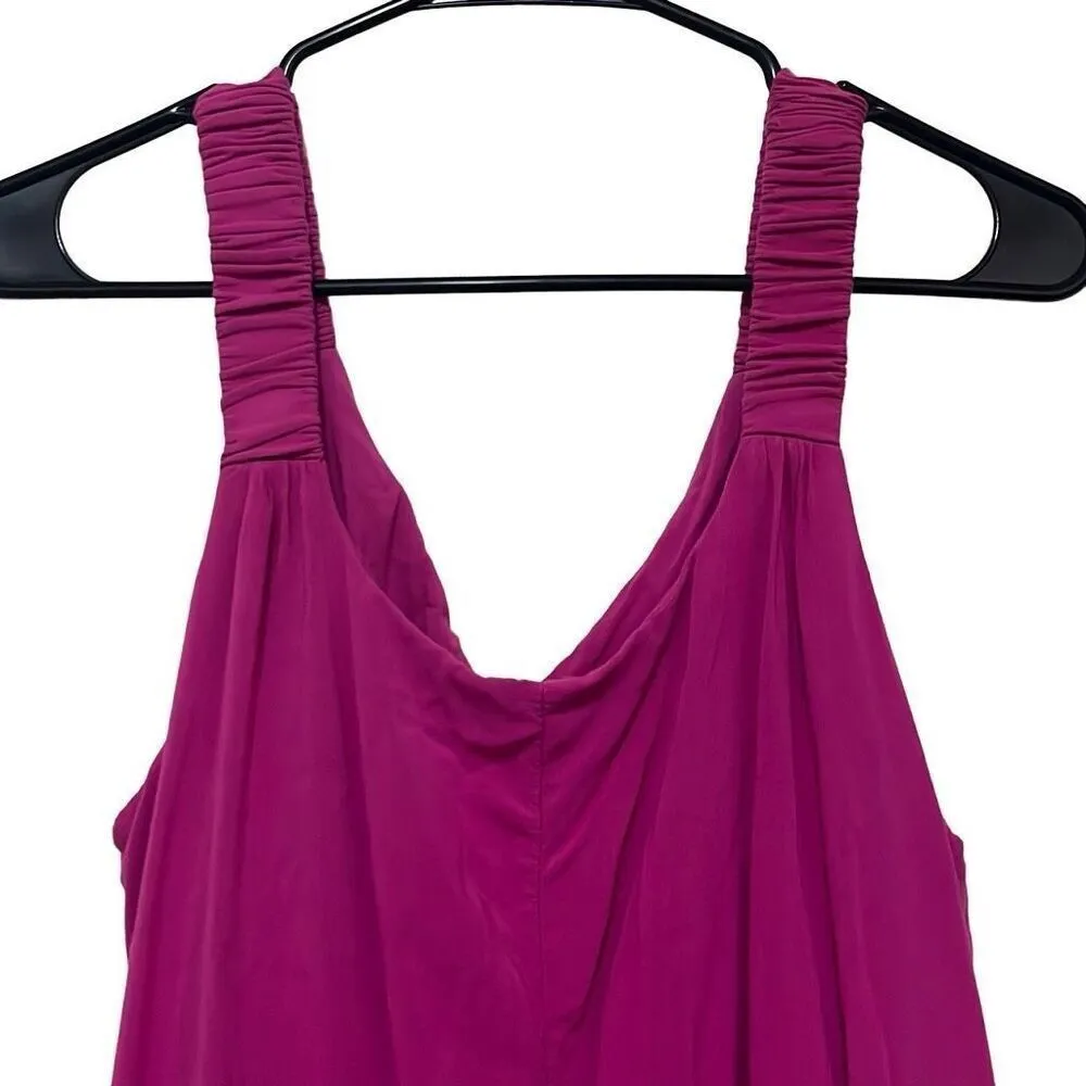 Vince Camuto 1X Plus Hot Pink Sheath Midi Dress Side Slits Summer Beach Resort - Image 4