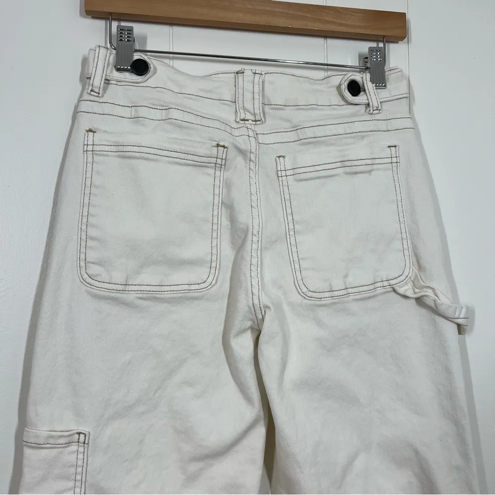 PTCL Cream Wide Leg Cargo Jeans Size 27 - Image 9