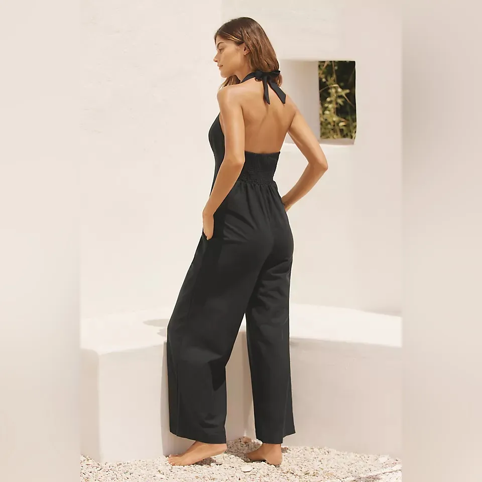L*SPACE Alena Halter Wide Leg Linen Jumpsuit - Image 3