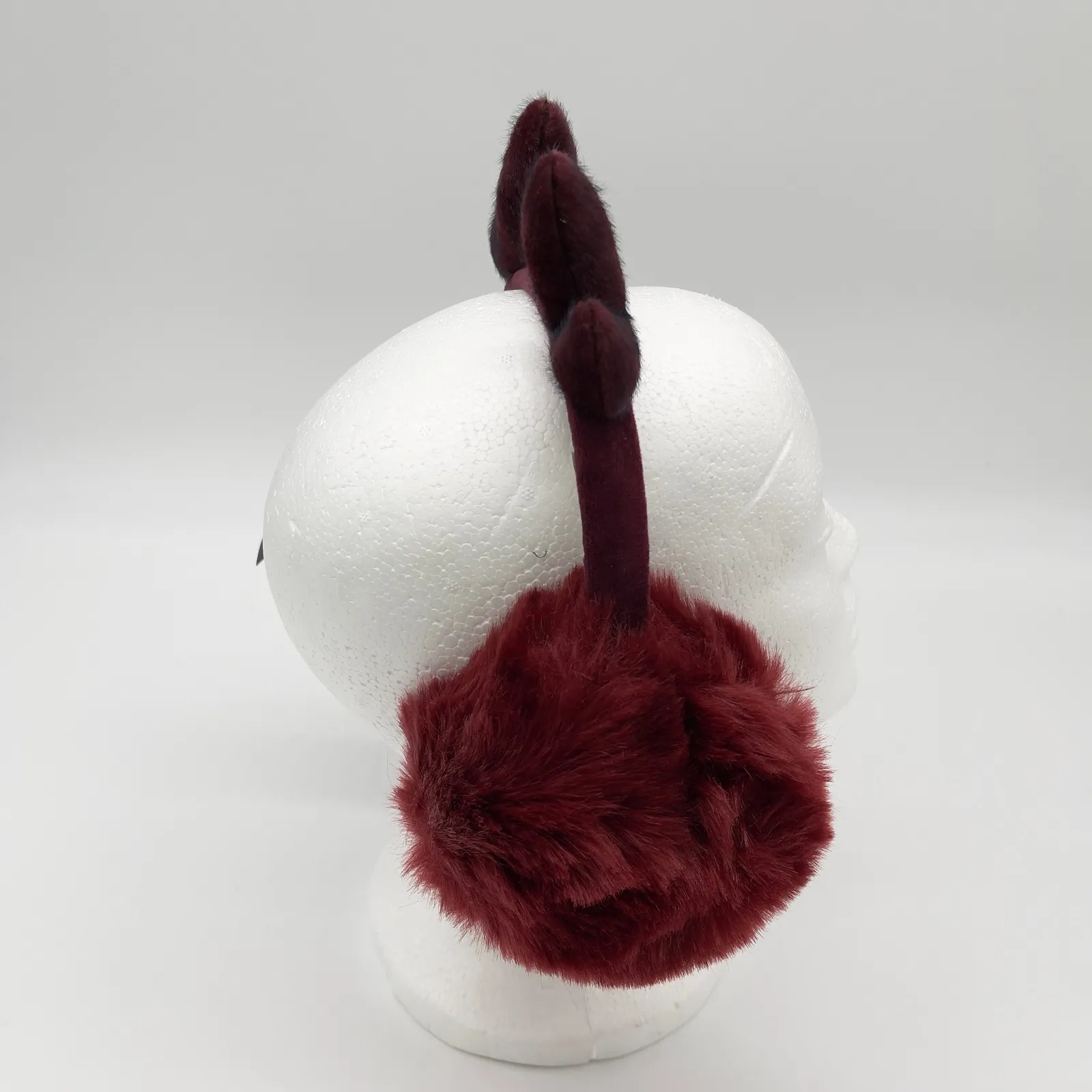 Herve Benard Faux Fur Earmuffs Antlers OS Winter Après Ski Festive Reindeer Red - Image 4