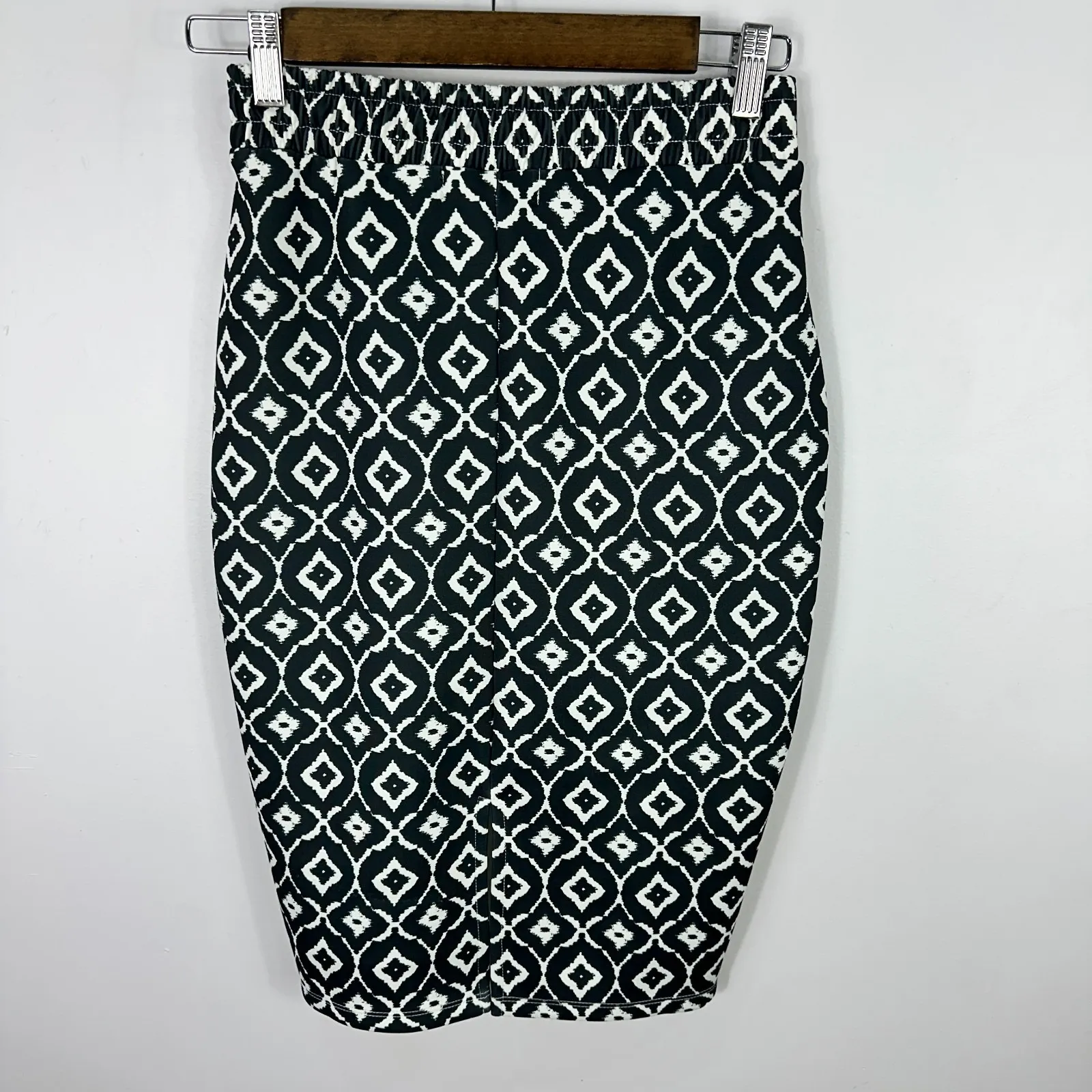 Wendy Williams Skirt XS Black White Geometric Bodycon Pencil Mod Retro Preppy - Image 4