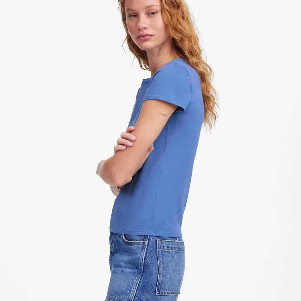 Madewell Essential Slim Tee in Lightweight Cotton in Delphinium Blue, Size Small - Image 4