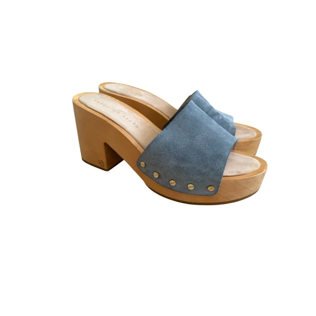VERONICA BEARD Hannalee Blue Suede Clog Sandals Size 9 - Image 6