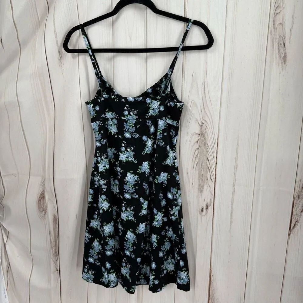 Charlotte Russe Women’s Small Black Blue Floral Mini Dress - Image 3