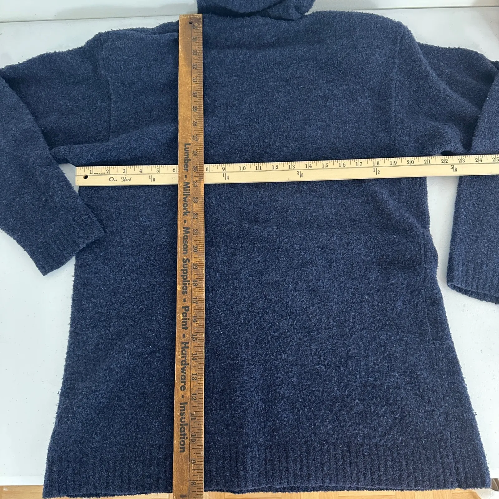 Navy Blue Textured Turtleneck Sweater WomenMedium Wool Blend Pullover‎ Warm Cozy Size undefined - Image 8