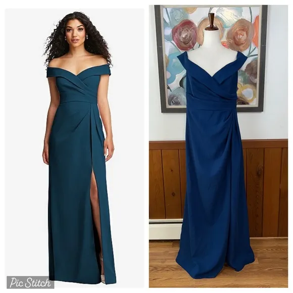 Gorgeous New After Six Atlantic Blue Off Shoulder Gown! - Image 2