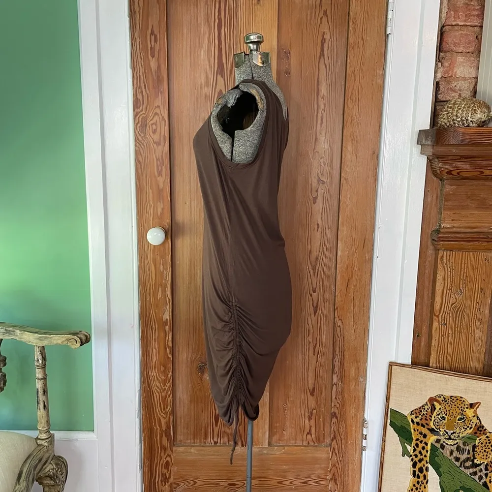 BCBG Maxazria Swim Chocolate Brown Ruched Tie Side Tank Dress - Sz Med 💚🎀 - Image 4