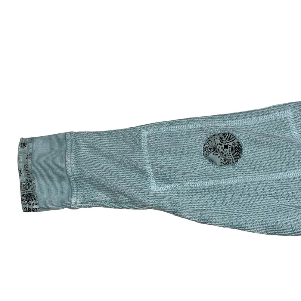 Free People Turquoise Blue Fall For You Long Sleeve Thermal Henley Tee Small - Image 8