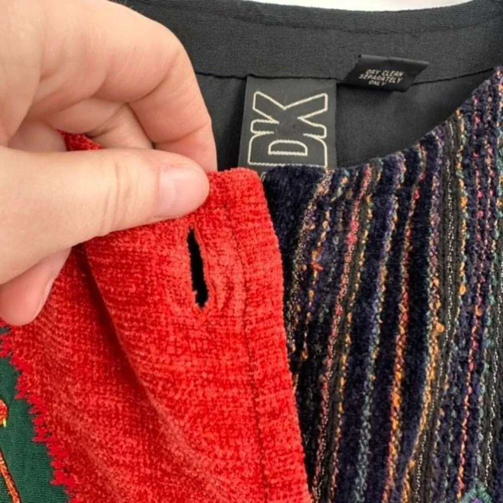 Vintage 90s DK by Daniel K Womens Patchwork Button Front Jacket Multicolor Large Red - Image 5