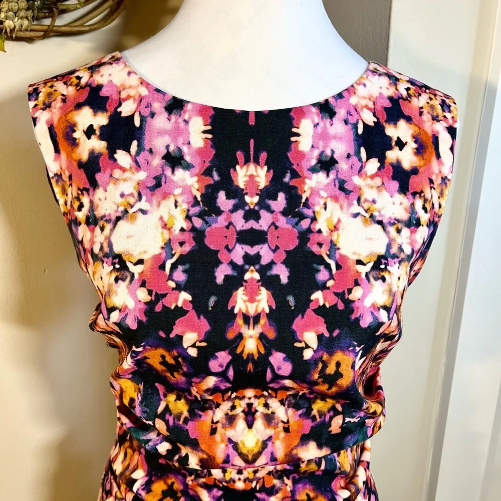 NICOLE MILLER Artelier Lauren Water Lily Ruched BodyCon  Dress Women’s Sz 10 - Image 4