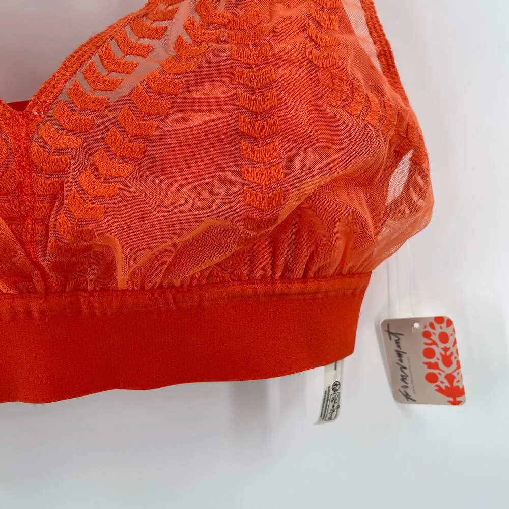FREE PEOPLE MOVEMENT Desert Renegade Sports Bra Medium Lace Mandarin Red Orange - Image 10