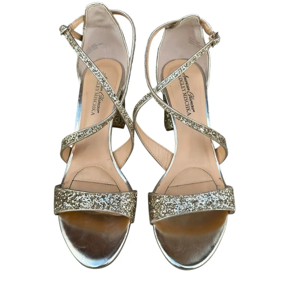 Badgley Mischka Jewel Cook Metallic Glitter Evening Shoe Formal Wedding Cocktail Gold Size 8 - Image 2