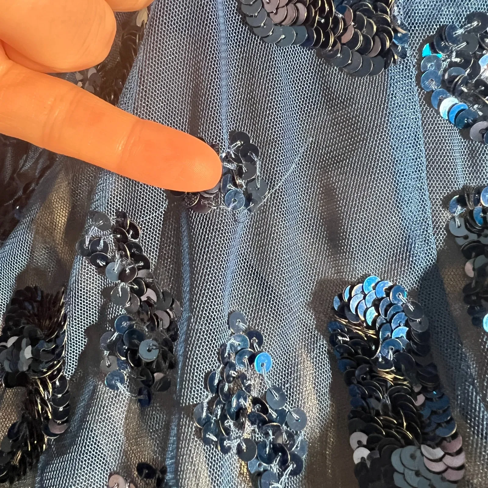 Cache Sequin Gown Dress 2 Blue Strapless‎ Mesh Tulle Romantic Lined Vintage Y2K - Image 15