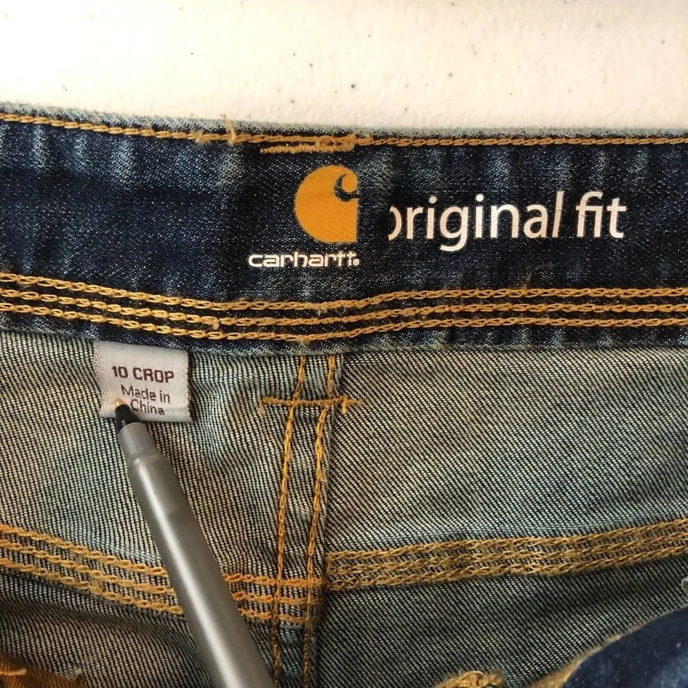 Carhartt Womens Jeans Crop Dark Wash Stretch Original Fit 10 - Image 3