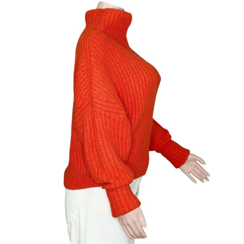 MAEVE x ANTHROPOLOGIE Athena Cowl Neck Wool-Blend Sweater, Medium Orange, XS - Image 9