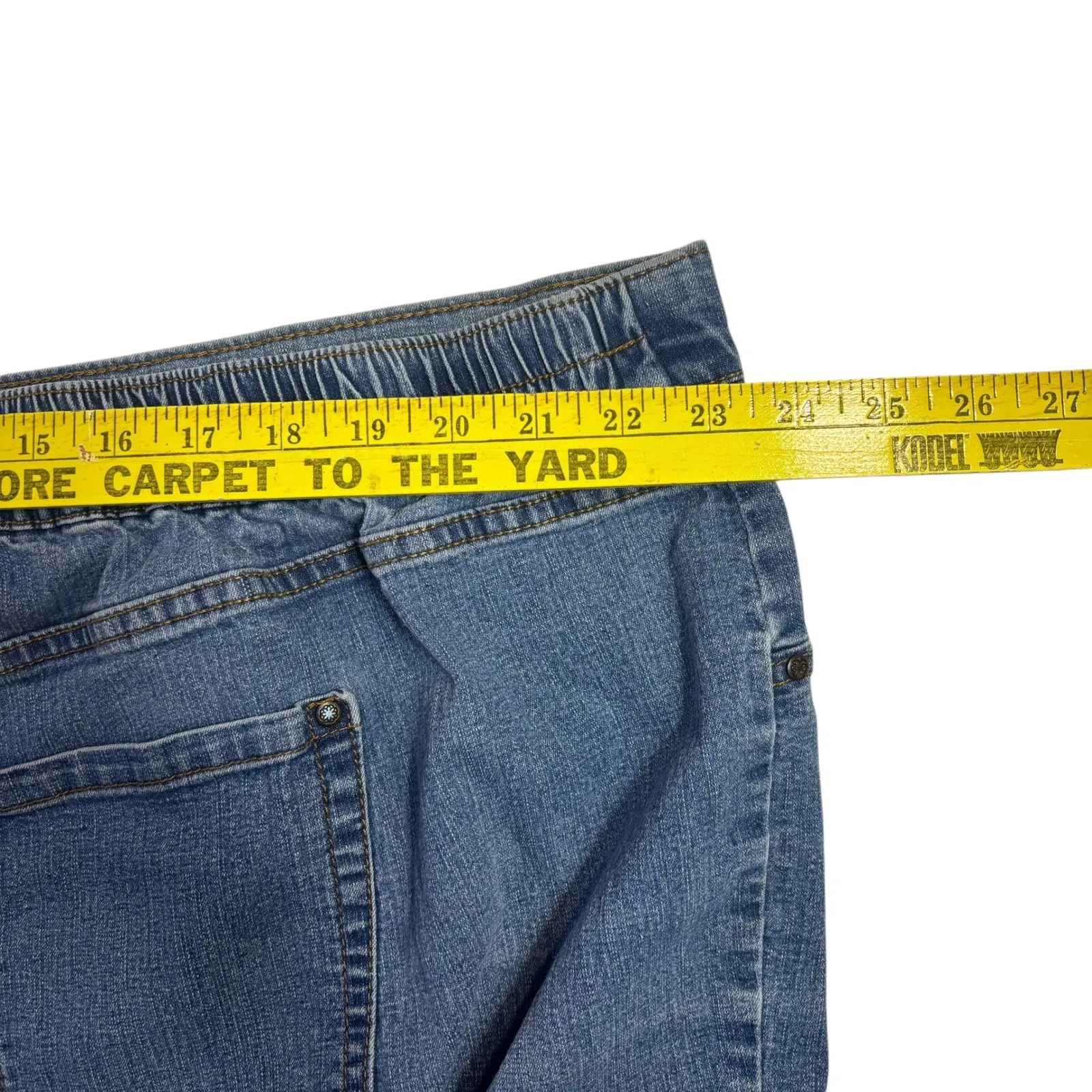 Catherines Timeless Fit Petite 3XWP Blue Denim Elastic Waist Straight Leg Jeans - Image 5