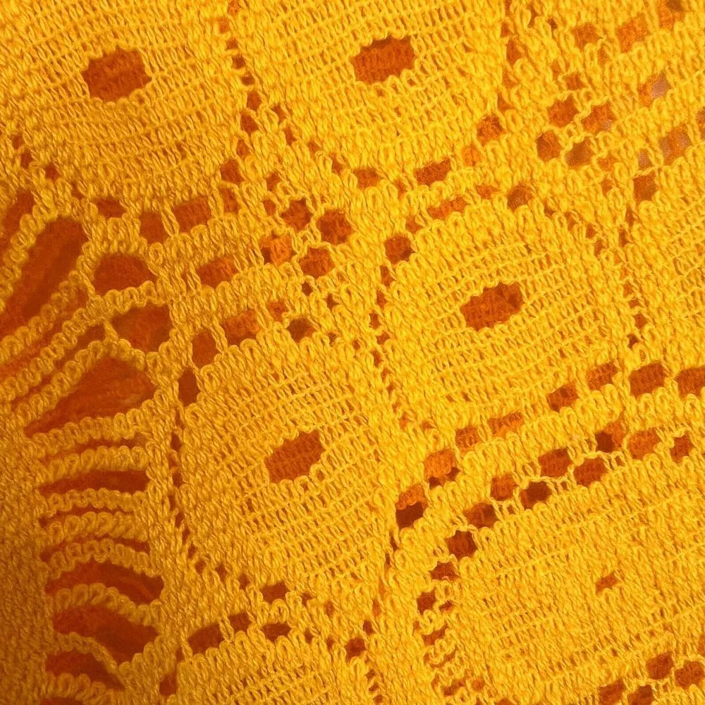 Sunshine 79 Womens Crochet Oversize Yellow Top V - Image 4