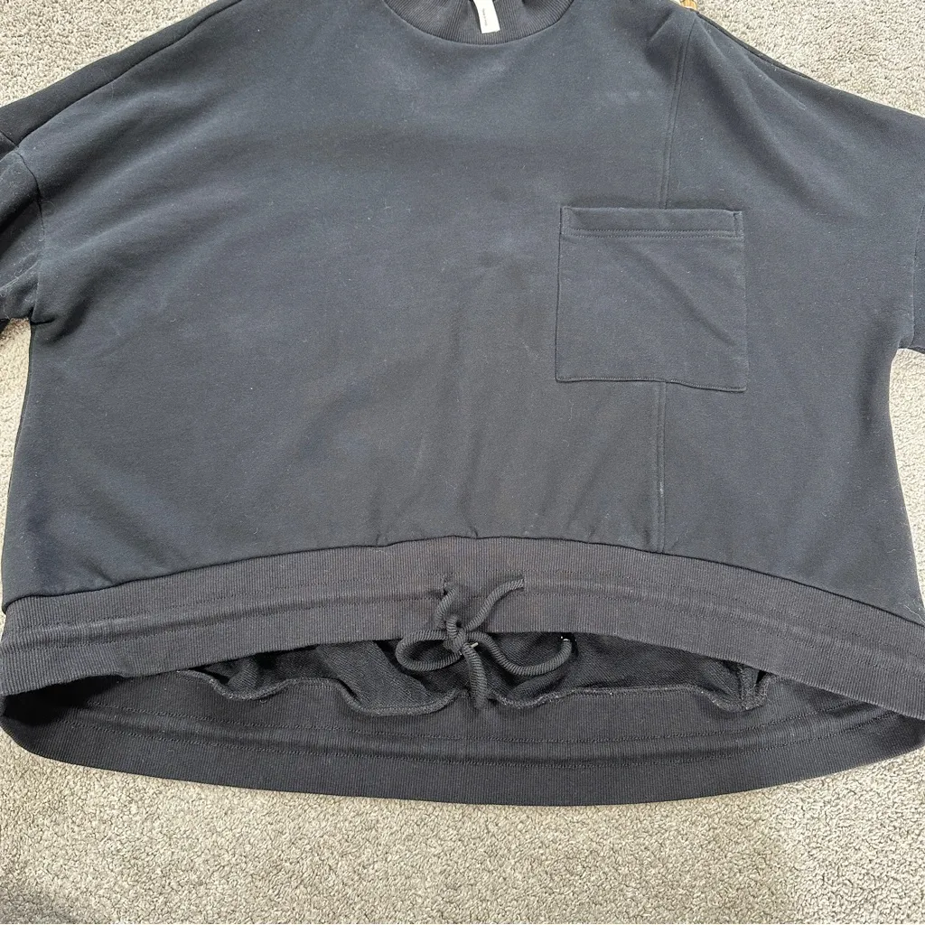 Nap Women’s Loungewear Terry Cropped Boxy Sweatshirt Mock Neck in Black L Size L - Image 5