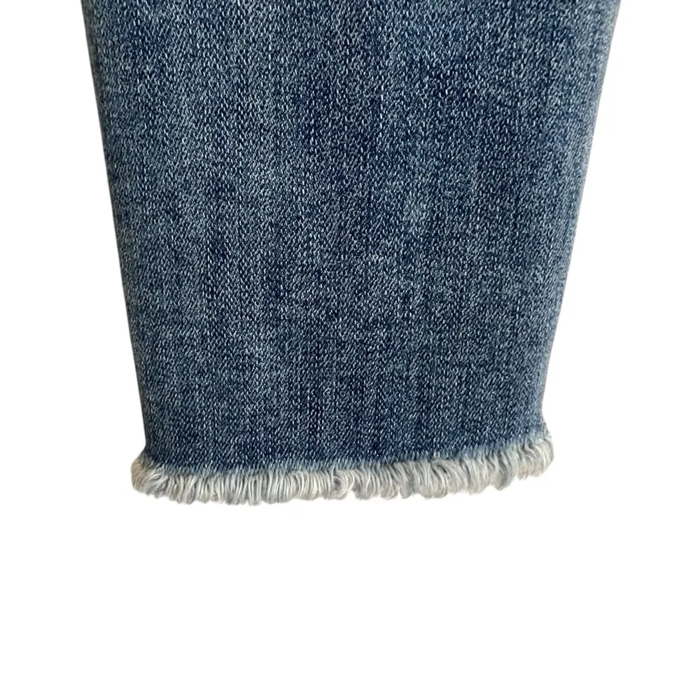 Risen 1262 frayed raw edge waist hemline slight distress skinny jeans 13/31 - Image 7