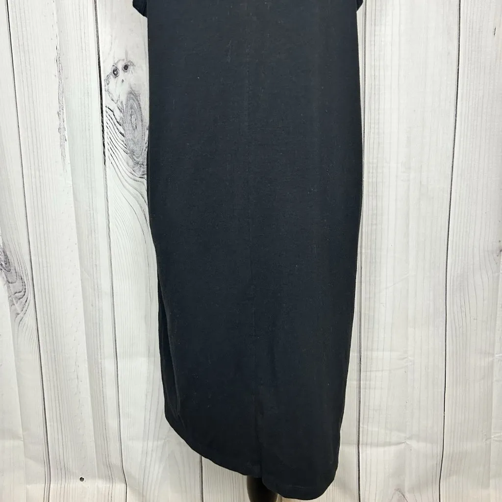A New Day Ribbed Tank Dress Knit Black Sleeveless Size L Stretch - Image 9