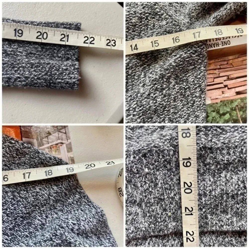 Lou & Gray Marled Open Front Cardigan XS Black White Minimalist Merino Wool - Image 6