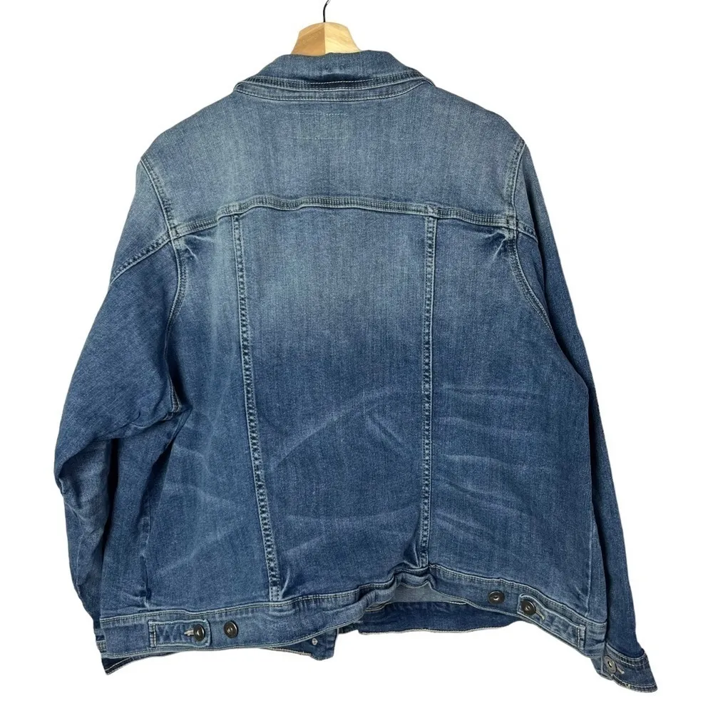 Torrid  Medium Wash Button Down Trucker Denim Jacket 4 - Image 3
