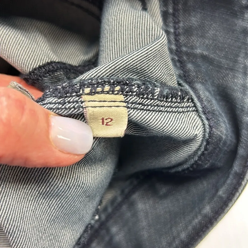 CAbi Style #146L Mid Rise Dark Denim Farrah Jeans Flare Wide Leg Size 12 - Image 9