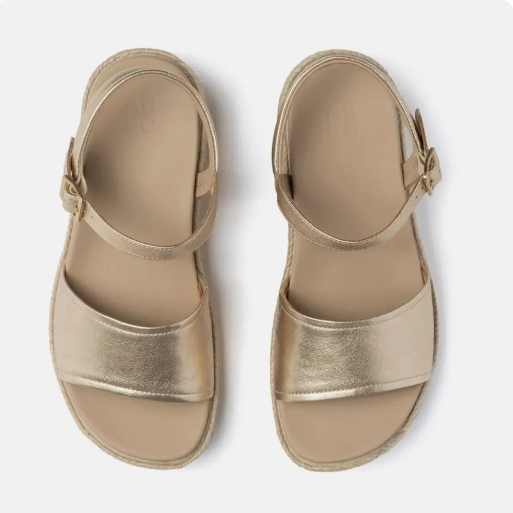 $150 NIB ABEO 8.5 Devyn Sandal Wedge Metatarsal Orthotic Neutral Solstice Buckle Gold - Image 3
