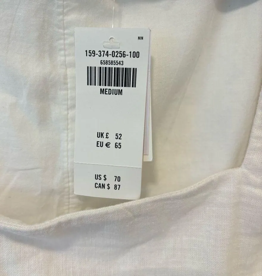 Abercrombie & Fitch White Linen Blend Mini Dress Tank Top Square Neck Medium NWT - Image 5