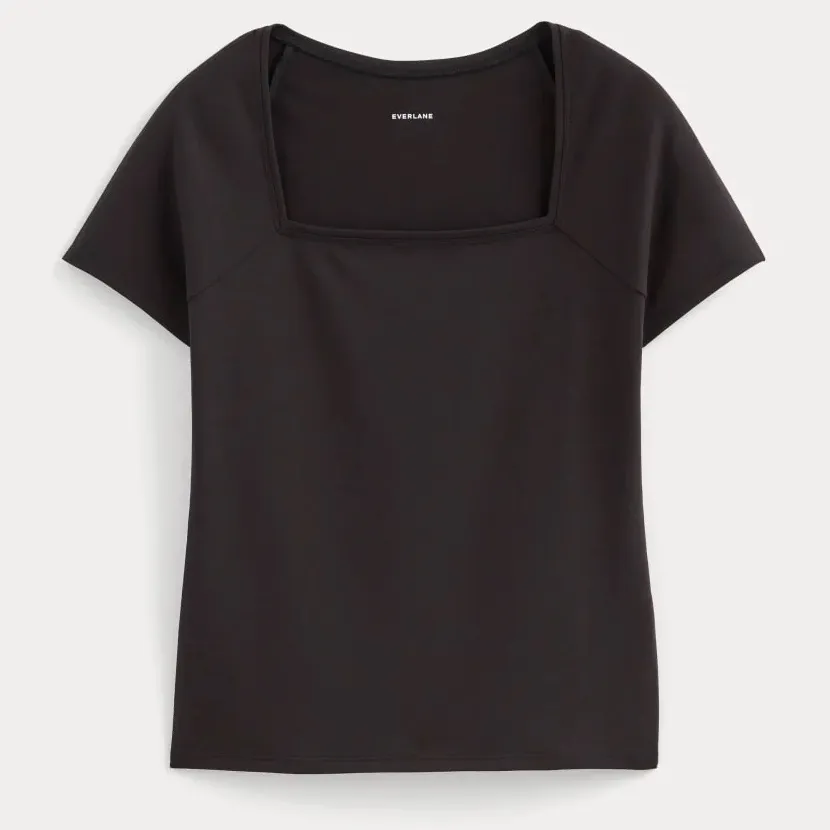 Everlane The Form Sqaure Neck Top Black - Image 2