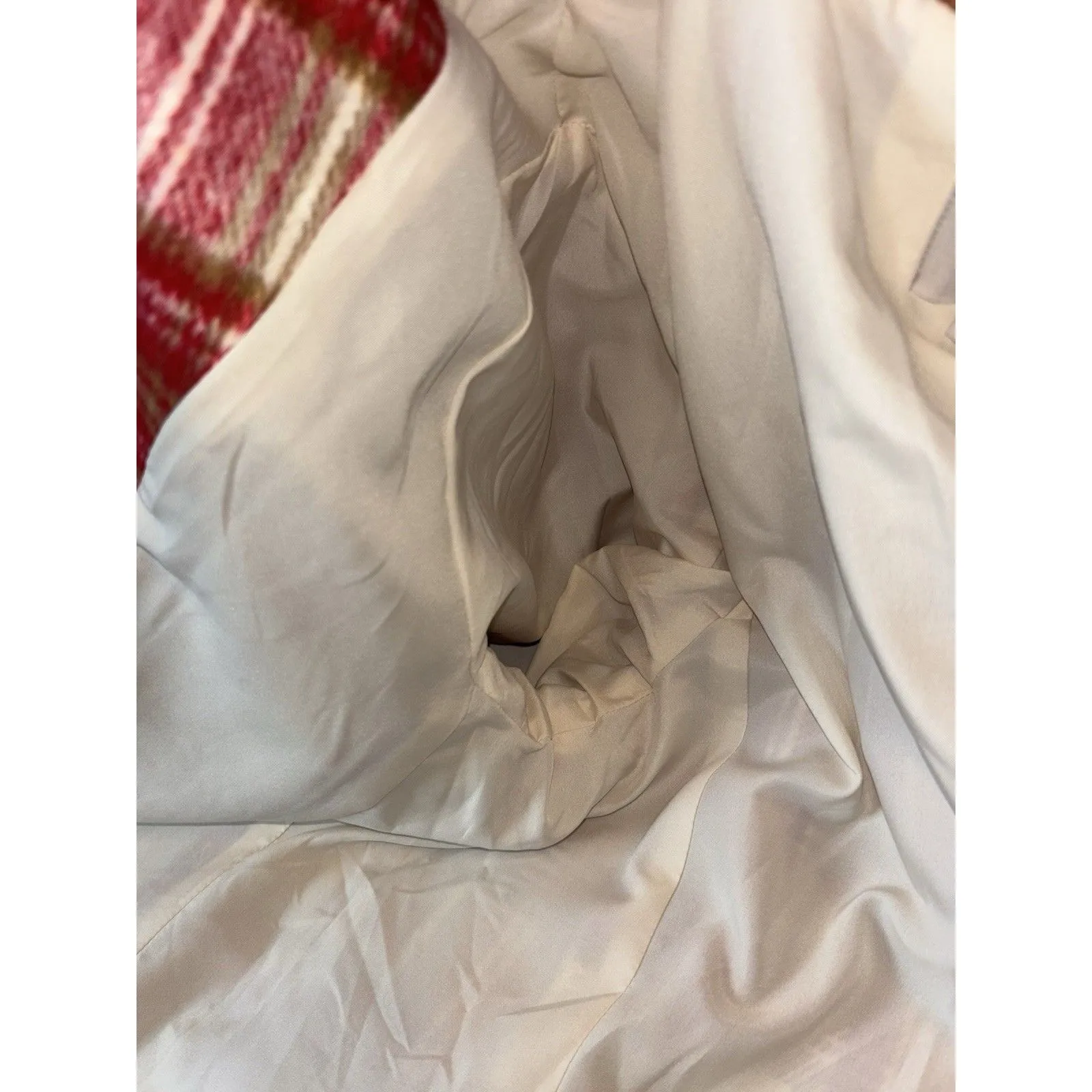 LOFT NWOTS Plaid Double Breasted Red Cream Coat Sz L Wool Blend Fully Lined Size L - Image 16