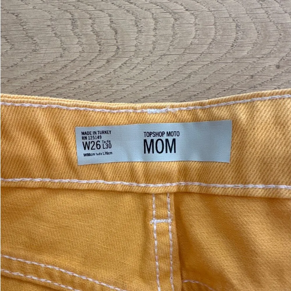 Topshop - Moto Mom Jeans in Yellow Orange - Image 3