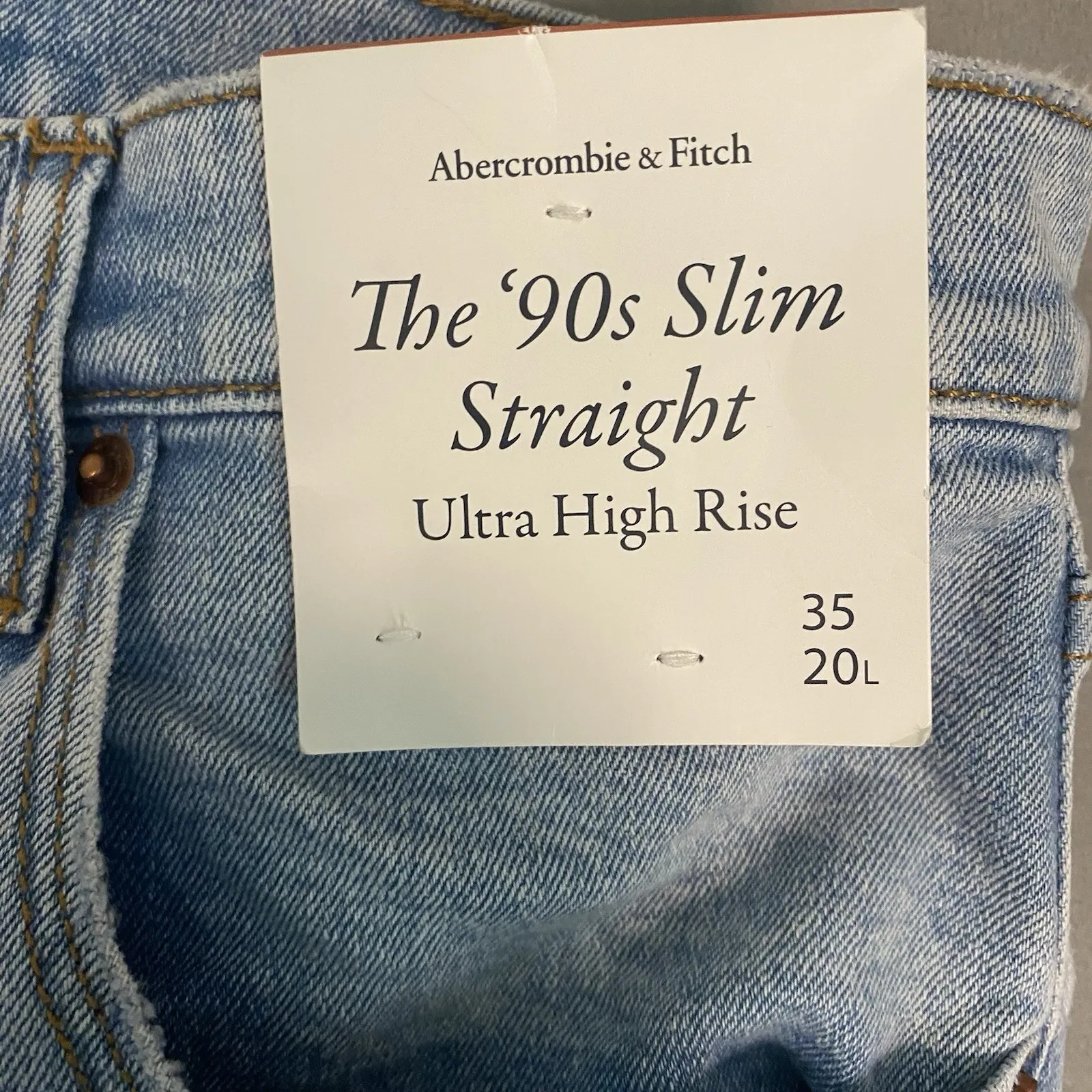 Abercrombie Fitch Jeans Womens 35/20R Light Wash Straight Ultra High Rise NWT$90 - Image 8