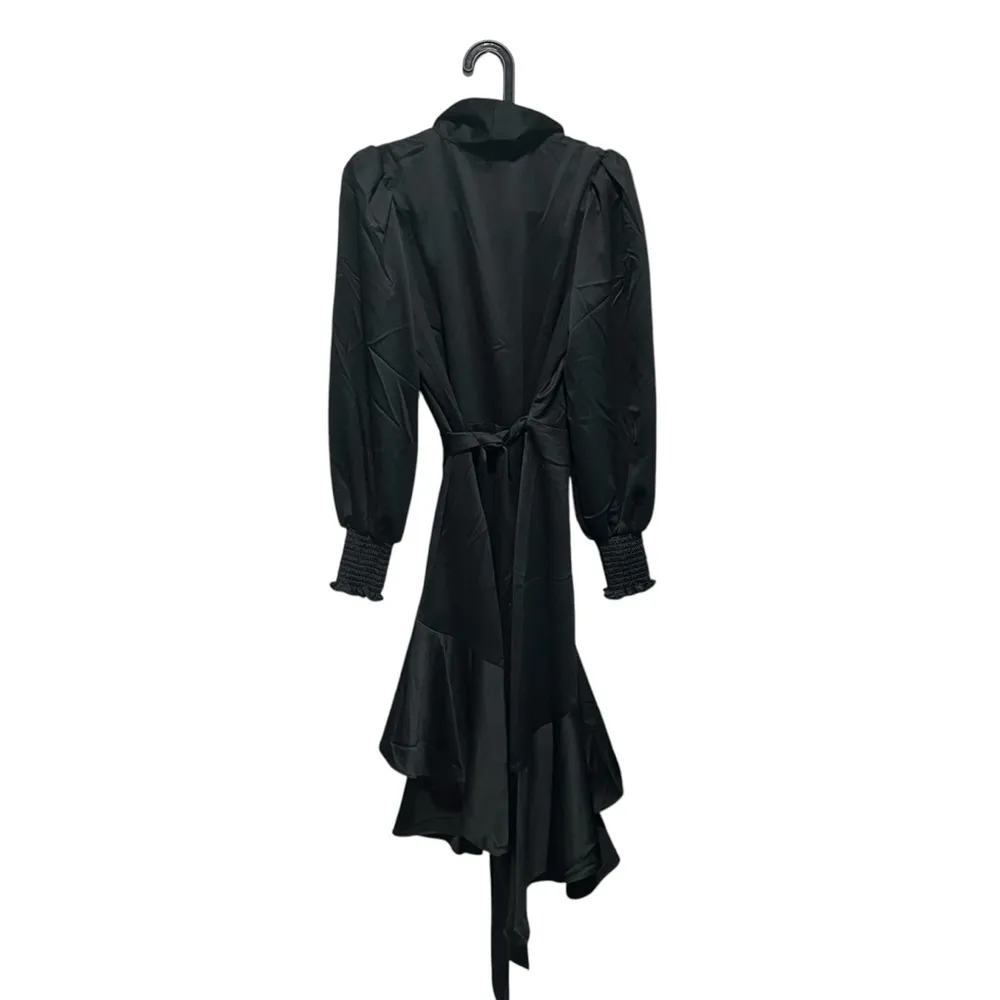 Racel Parcell Black Satin Wrap Dress, Best Selling, New with Tags - Image 3