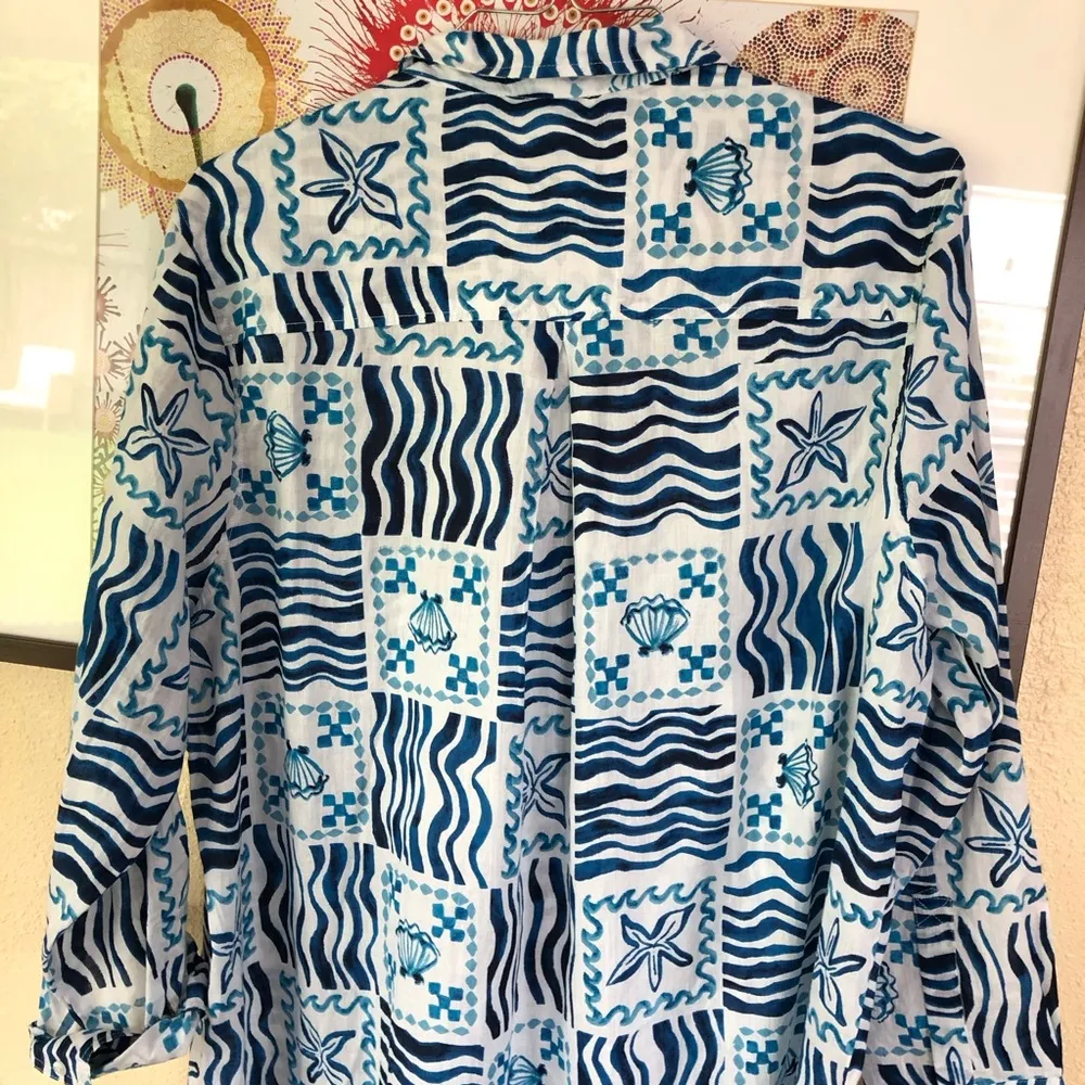 True Destination Womens Sunset Blue She’ll Swim Coverup Shirt XL - Image 8