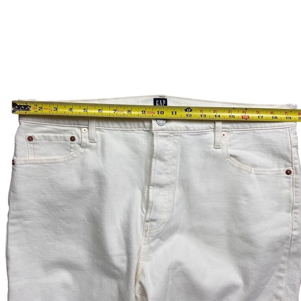 NWT GAP Women's High Rise Cheeky Straight Jeans Ecru Size 18 Raw Hem - Image 8